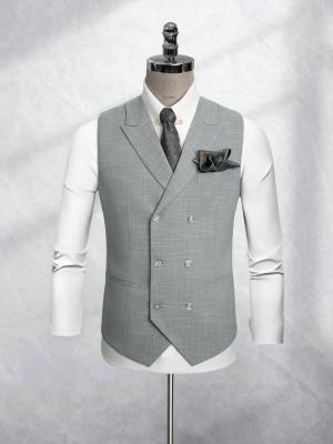 Bộ Suit Xám Rêu Nhạt Hoạ Tiết Kẻ Modern Fit TGS386